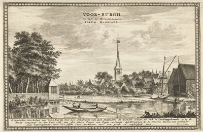Utsikt over Voorburg Voor-burgh på romernes tid kalt Forum Hadriani (tittel på objekt) av Coenraet Decker