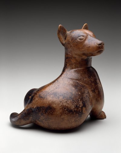 Halvsittende hund, Mexico, Proto-Classic, 100 f.Kr.-300 e.Kr. (keramikk) av Colima Culture