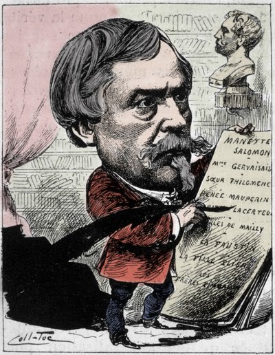 Tegneserie som viser forfatteren Edmond de Goncourt (1822-1896) fra «The Men of Today» Tegning av Coll-Toc (Collignon og Tocqueville). 1892 av Coll-Toc
