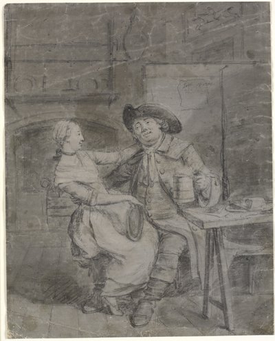 Et par gleder seg på en taverna av Collet