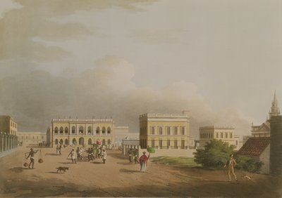 The Old Court House, Calcutta, plate 17 fra Twenty Four Views i Hindostan, gravert av Harradon, pub. av Edward Orme (1774-c.1820) 1805 (akvatint) av Colonel Francis Swain Ward