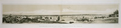 Panorama over byen New Braunfels, Texas tatt fra sørvestsiden sommeren 1847 av Conrad Caspar (after) Rordorf