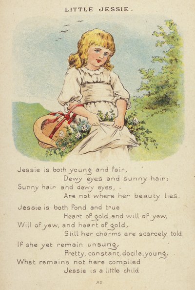 Barnerim: Lille Jessie (chromolitho) av Constance Haslewood