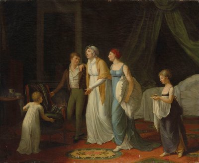 En rekonvalesent mor tatt vare på av barna sine (olje på lerret) av Constance Marie Charpentier