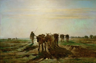 Boeufs se rendant au travail von Constant-Emile Troyon