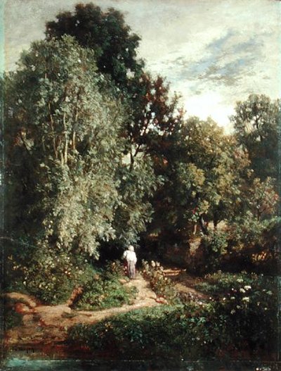 Path in a Small Wood, tidlig på 1860-tallet (olje på lerret) av Constant Emile Troyon