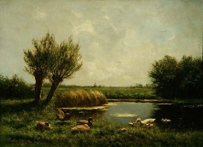 Duck Pond (olje på lerret) av Constant Artz