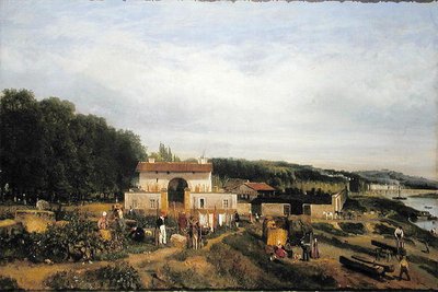 Inngang til landsbyen Sevres, 1834 av Constant Emile Troyon