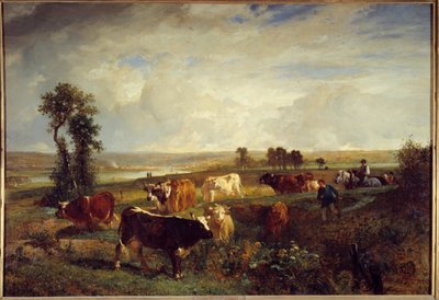 Utsikt tatt fra høyden av Suresnes (Hauts de Seine). Maleri av Constant Troyon (1810-1865) av Constant Emile Troyon