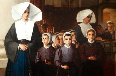 Maleri. Signert og datert: Constant Meunier 1864. De foreldreløse. Olje på lerret. Detalj. av Constantin Emile Meunier