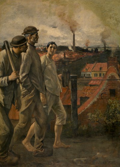 Return from the Mine (olje på lerret) av Constantin Emile Meunier