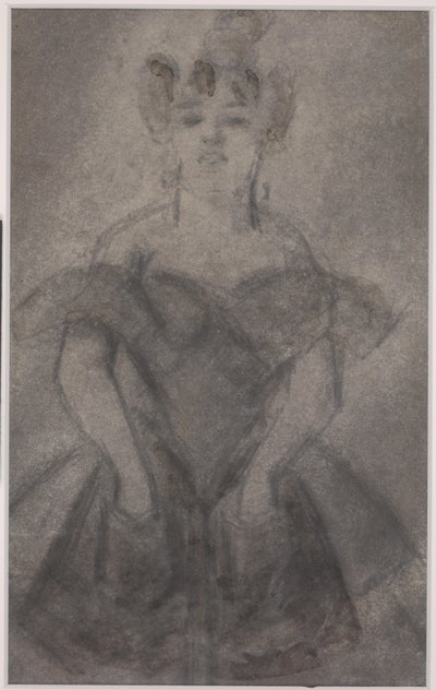 Byste av en kvinne (blyant og gouache på papir) av Constantin Guys