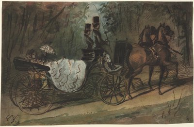 Vogn i Bois de Boulogne, 1800-tallet. av Constantin Guys