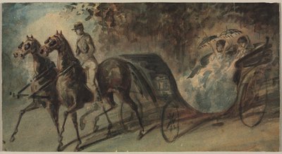 Vogn i Bois de Boulogne, 1800-tallet. av Constantin Guys