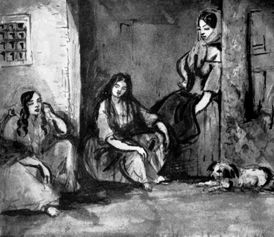 På dørtrinnet, 1800-tallet, 1930 av Constantin Guys