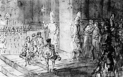 Sveitsiske vakter og franske soldater ved Vatikanet, 1930. av Constantin Guys