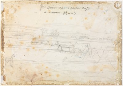 War Encampment Scene verso, 1800-tallet. av Constantin Guys