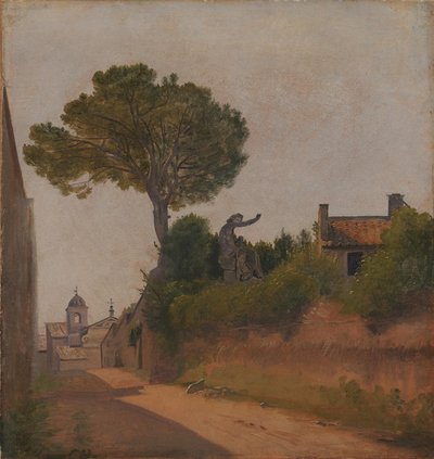 En gate i Roma. Skitsgate av Constantin Hansen