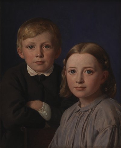 Jens Simmelkær Asmussen og Katrine Asmussen som barn av Constantin Hansen