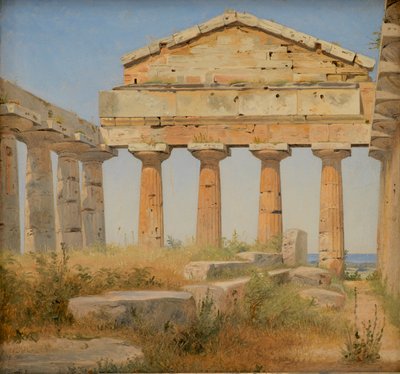 Athena-tempelet i Paestum, 1838 av Constantin Hansen