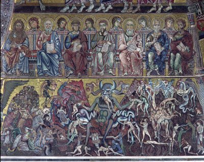 Helvete, detalj av den siste dommen fra hvelvet over apsis, 1225 mosaikk av Coppo di Marcovaldo