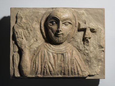 Byste av en helgen, fra Egypt, 4.-5. århundre (malt kalkstein) av Coptic Coptic