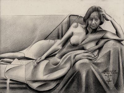 En ettertenksom, tilbakelent figur av Corné Akkers