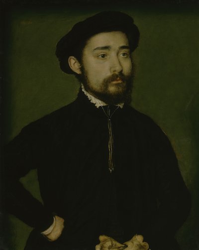 Portrett av en mann med en hanske (olje på tre) av Corneille de Lyon