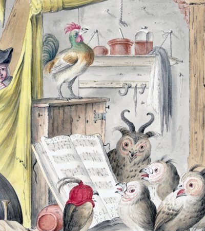 Fuglekonsert (gravering) av Cornelis (after) Saftleven