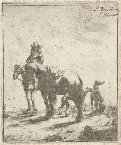 Rytter med to hester og to hunder av Cornelis A. Hellemans