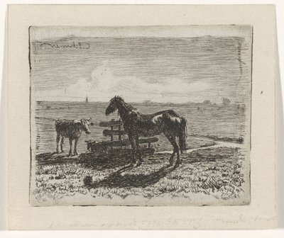 Beite med hest og to kyr av Cornelis Albertus Johannes Schermer