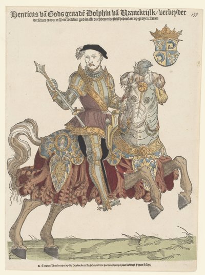 Portrett av Henrik II av Frankrike på hesteryggen av Cornelis Anthonisz. (manner of)