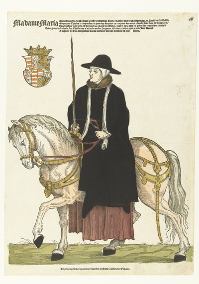 Portrett av Maria av Ungarn på hesteryggen av Cornelis Anthonisz. (manner of)