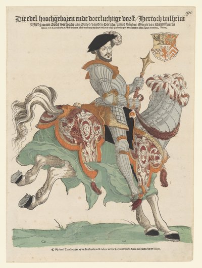 Portrett av hertug Willem van Cleves, Jülich og Berg, grev av Mark, Lord of Ravenstein på hesteryggen av Cornelis Anthonisz. (manner of)
