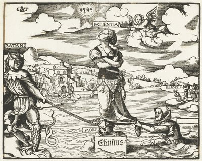Tålmodighet (Patientia) på en stein i vannet av Cornelis Anthonisz.