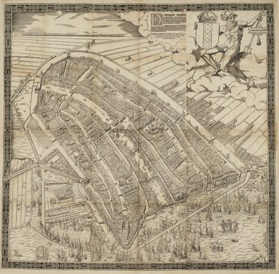 Tysk: Den berømte handelsbyen Amsterdam Nederlandsk: Den berømte handelsbyen Amsterdam av Cornelis Anthonisz.