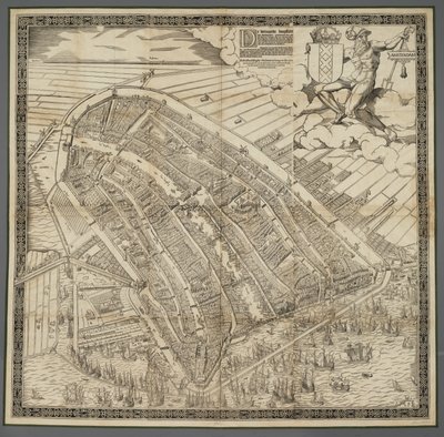 Tysk: Den berømte handelsbyen Amsterdam Nederlandsk: Den berømte handelsbyen Amsterdam av Cornelis Anthonisz.