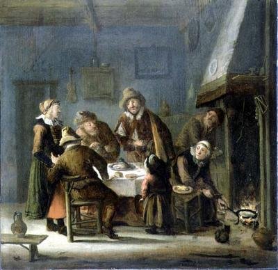 Gruppe i et interiør av Cornelis Beelt