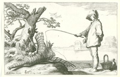 Den unge fiskeren Fire pastorale scener (serietittel) av Cornelis Bloemaert (II) (possibly)