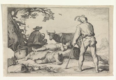 Veehoeders Fire pastorale scener (serietittel) Fritidsfryd (serietittel) av Cornelis Bloemaert (II) (possibly)