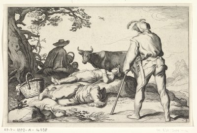 gjetere Fire pastorale scener (serietittel) av Cornelis Bloemaert (II) (possibly)