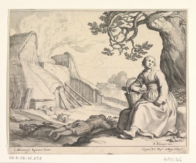 Kvinne ved en kalkovn av Cornelis Bloemaert (II)