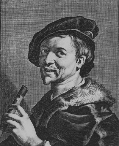 Mannen med fløyten, 1625. av Cornelis Bloemaert