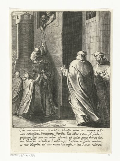 Thomas rømmer fra fengselet The Life of Saint Thomas Aquinas (serietittel) av Cornelis Boel