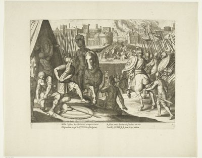 Verovering av Roma, 1527, nr. 2 Scener uit het leven van Karel V (serietittel) Livet til keiser Charles V. i svært vakre dyptrykk, inngravert på designene til den berømte A. Tempeste, av to av de mest dyktige mestere J. de Gein & C. Boel. På av Cornelis Boel