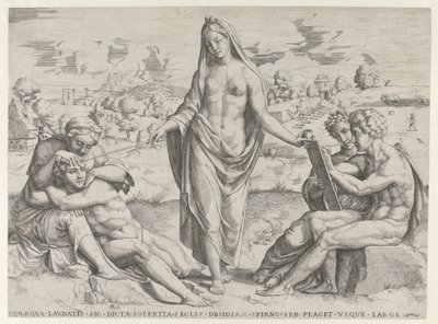 Oppfinnsomhet belønner flid og straffer latskap av Cornelis Bos (attributed to)