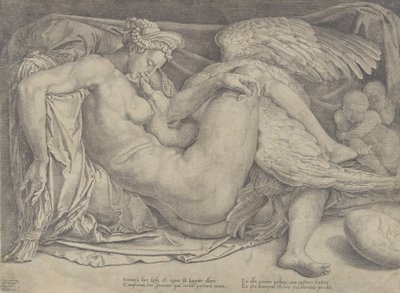 Leda og svanen, 1544-66. av Cornelis Bos
