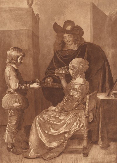 Cavalier and Lady with a Page, 1779, utgitt 1781. av Cornelis Brouwer