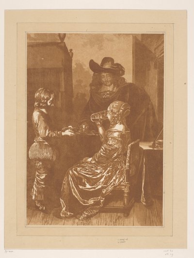 Herre og dame med side av Cornelis Brouwer
