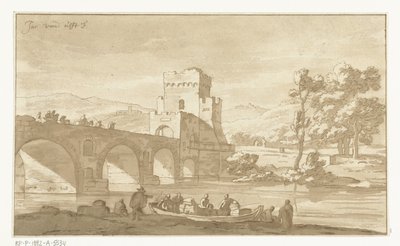 Ponte Molle nær Roma av Cornelis Brouwer